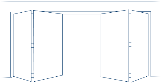 puerta plegable hacia afuera